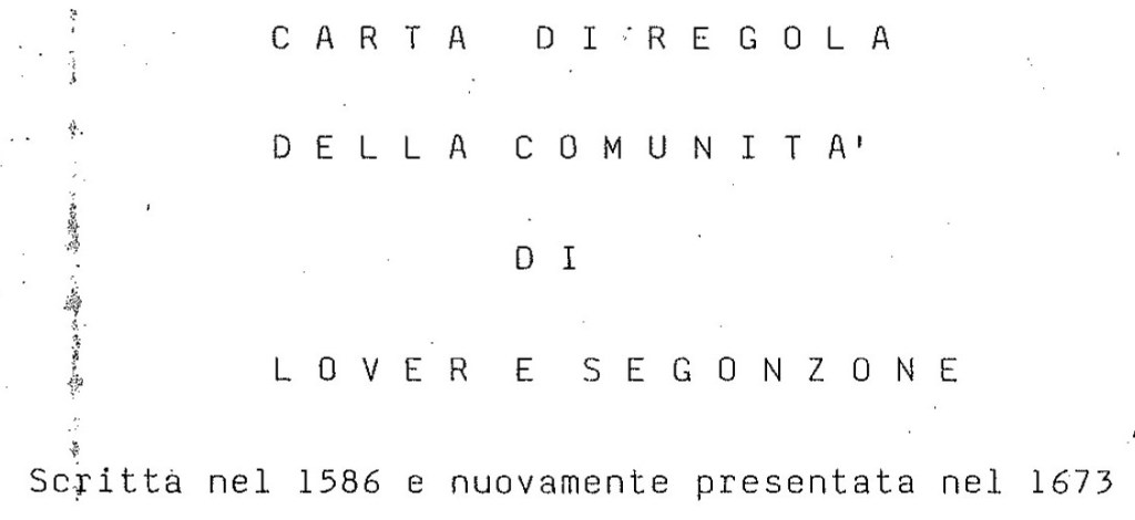 Carta di regola della comunità di Lover e&nbsp;Segonzone